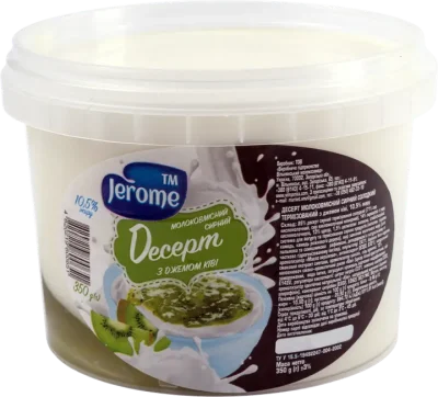 Десерт солодкий сирний з джемом ківі 10,5% жиру ТМ «Jerome Cheese» 350г