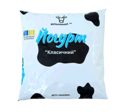Йогурт «Класичний» без наповнювача 1,5% ТМ «Вільнянка» 400г