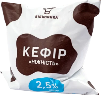 Кефір «Ніжність» з масовою часткою жиру 2,5 % ТМ «Вільнянка» 500г
