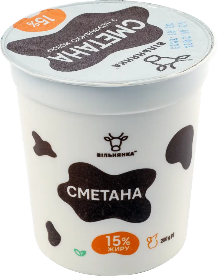 Сметана 15% жиру ТМ «Вільнянка» 200г