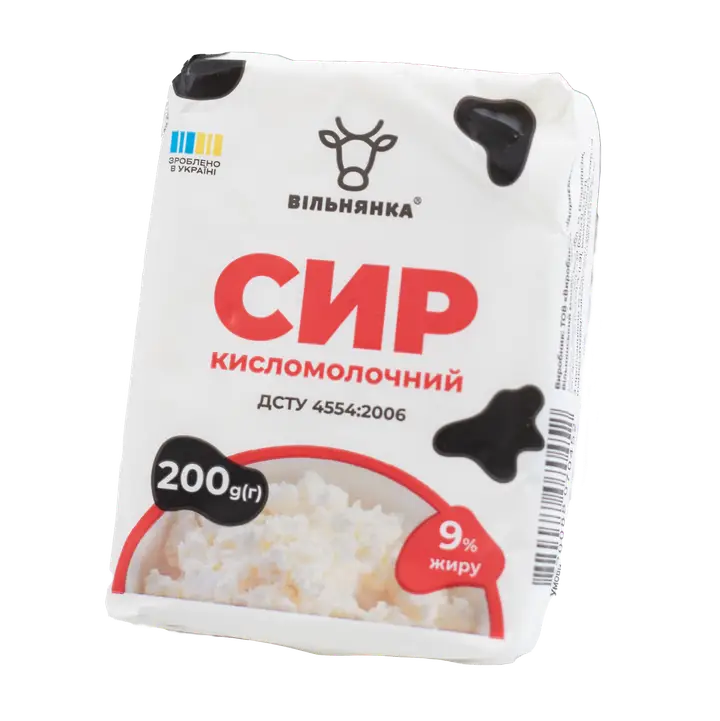 Сир кисломолочний 9% жиру ТМ «Вільнянка» 200г