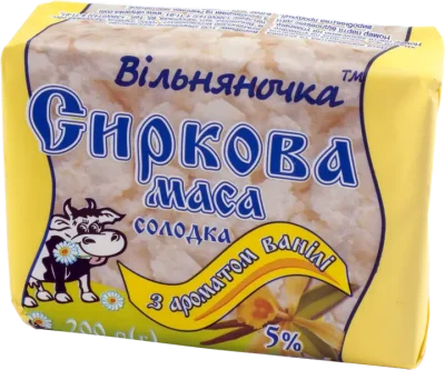 Сиркова маса солодка з ароматом ванілі 5% жиру ТМ «Вільняночка» 200г