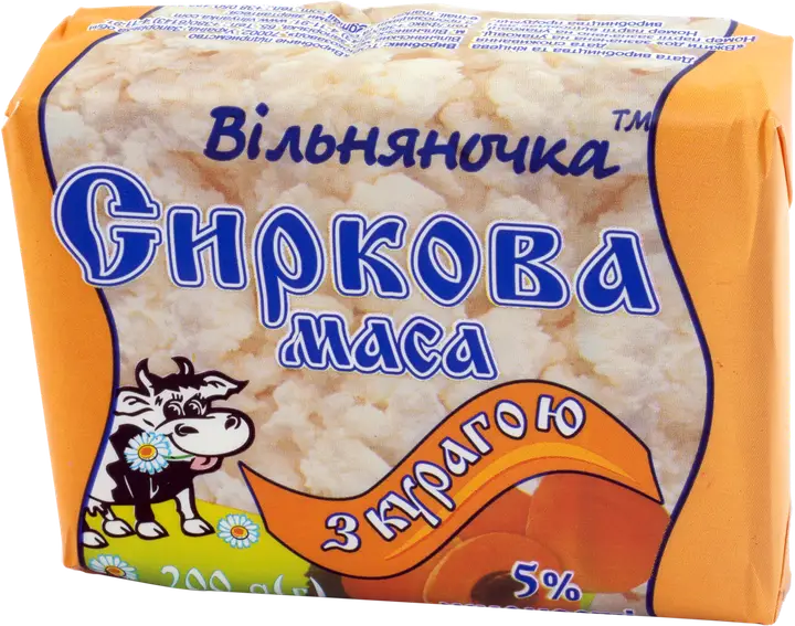Сиркова маса солодка з курагою 5% жиру ТМ «Вільняночка» 200г