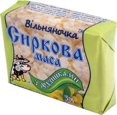 Сиркова маса солодка з родзинками 5% жиру ТМ «Вільняночка» 200г